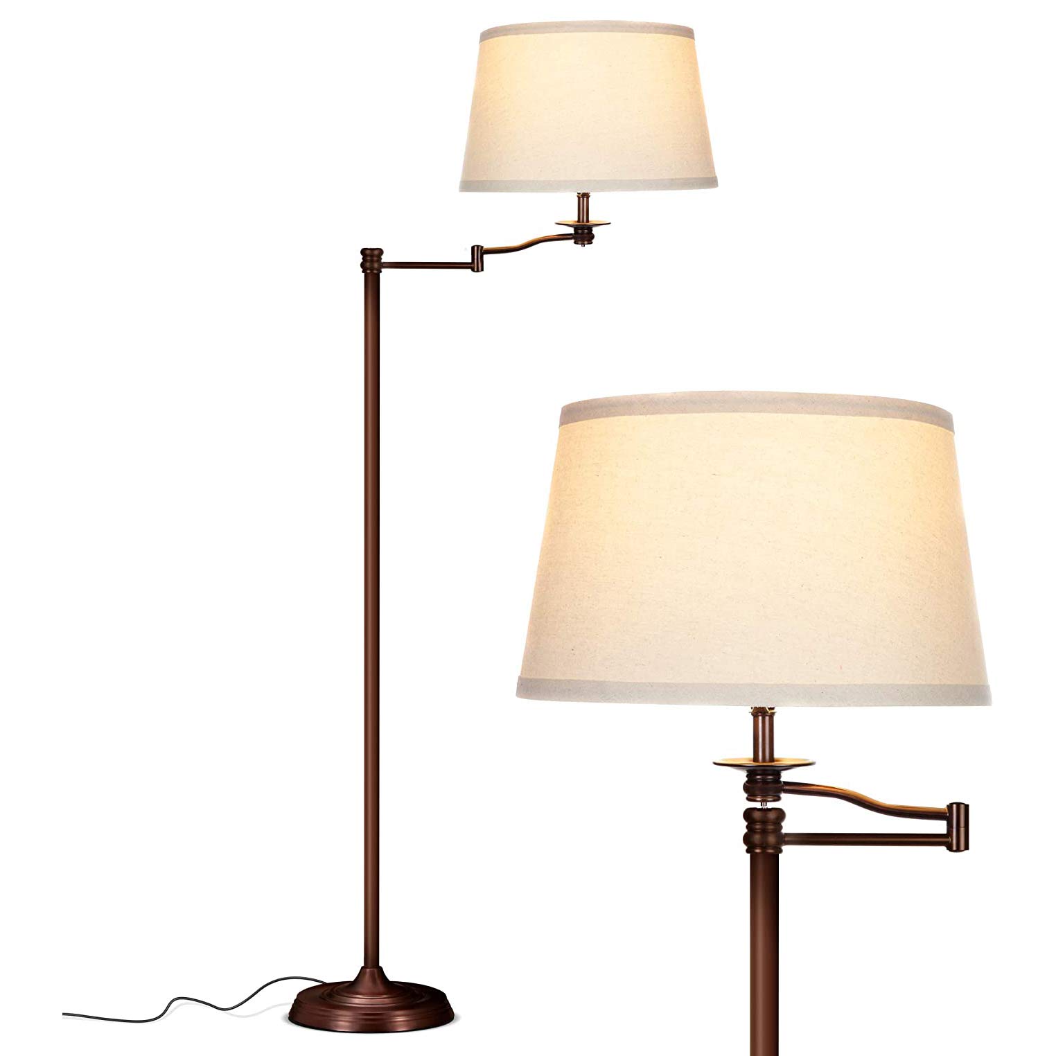 Brightech Caden LED Floor Lamp - Tall Standing Lamp with Swing Arm